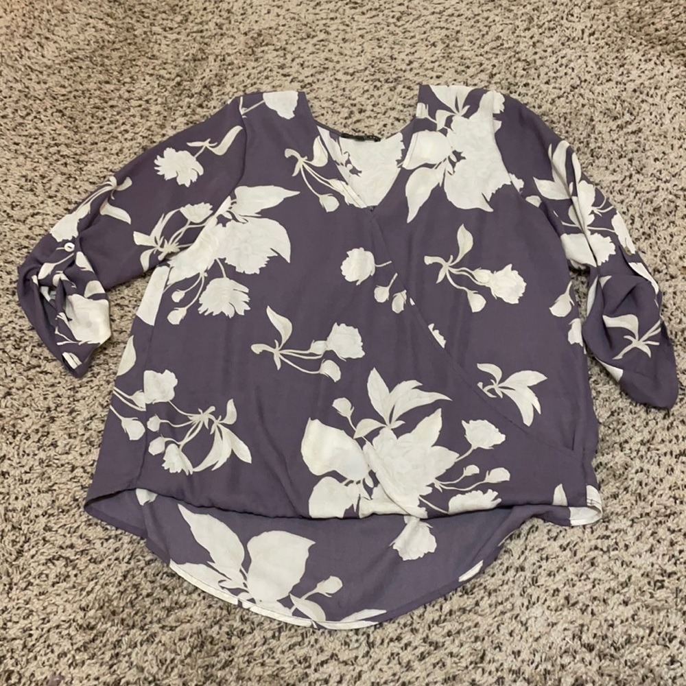 Purple floral blouse